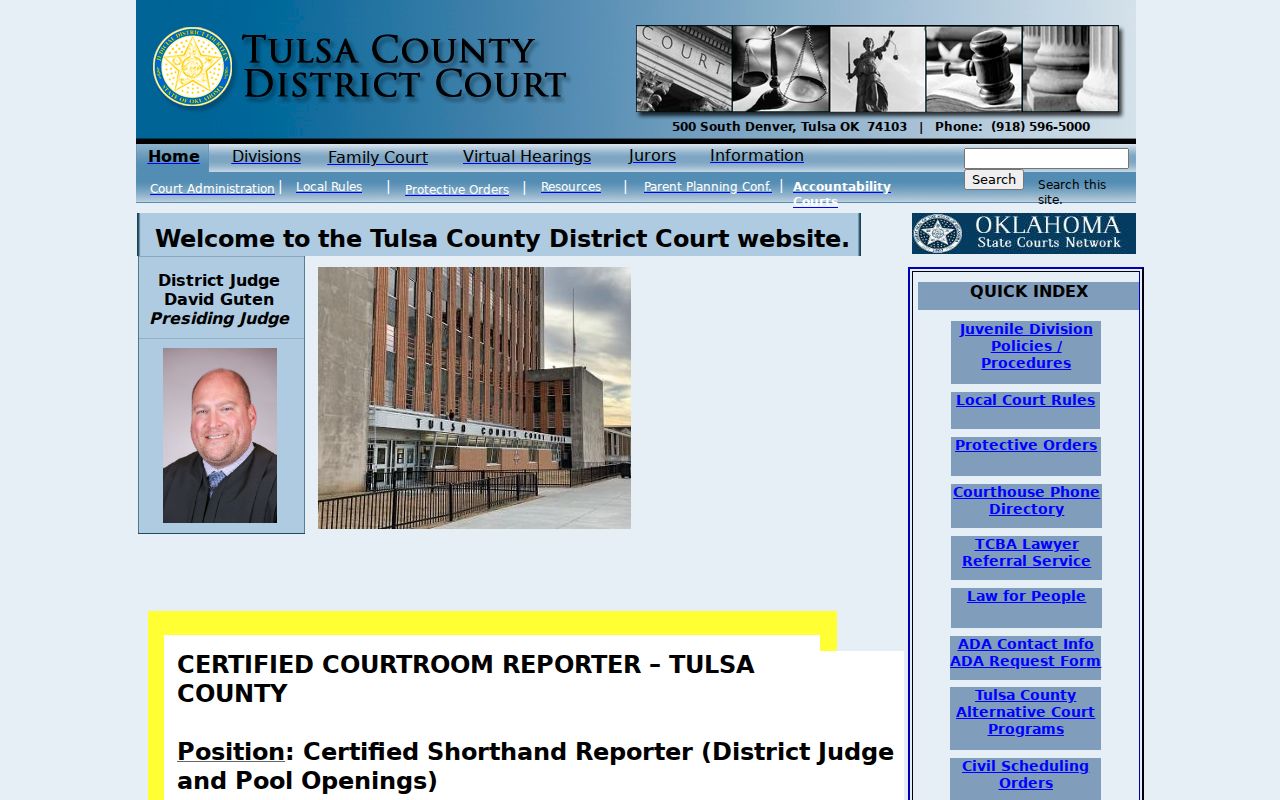 Tulsa County District Court warrant records search