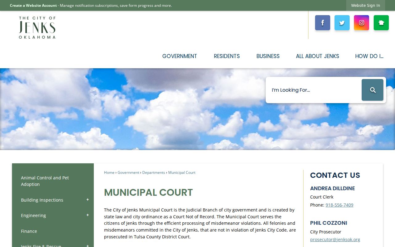 Jenks warrant records municipal court route