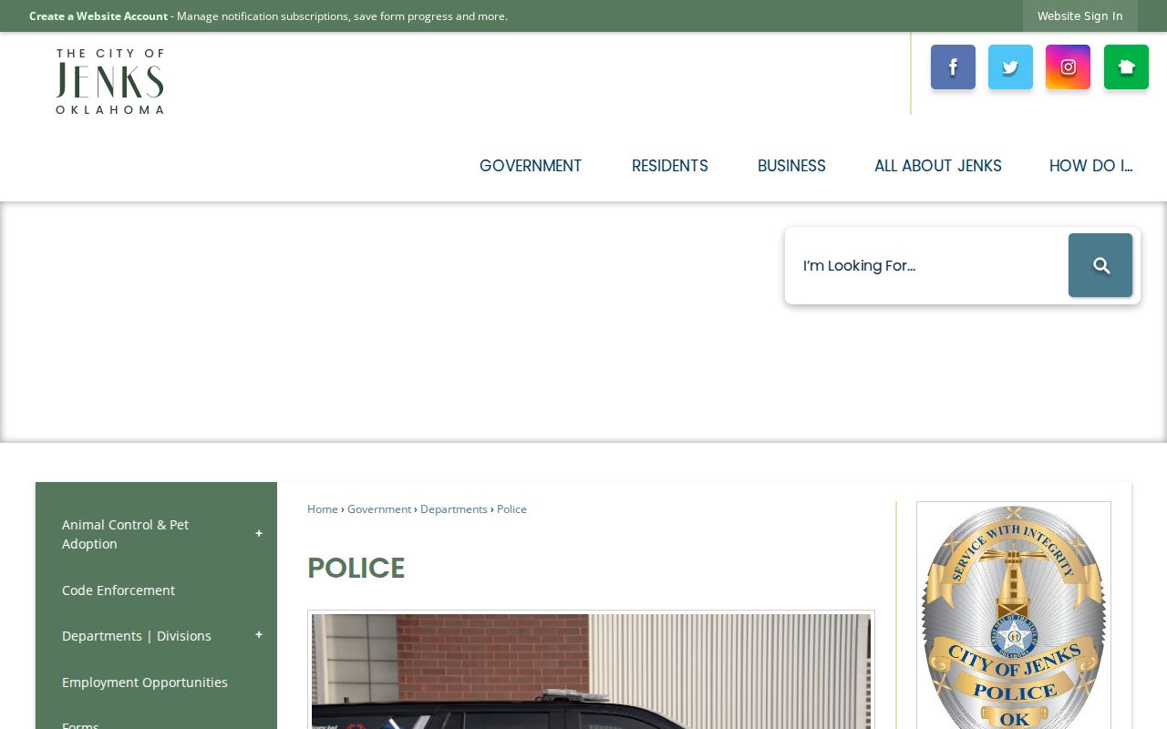 Jenks warrant records police office route