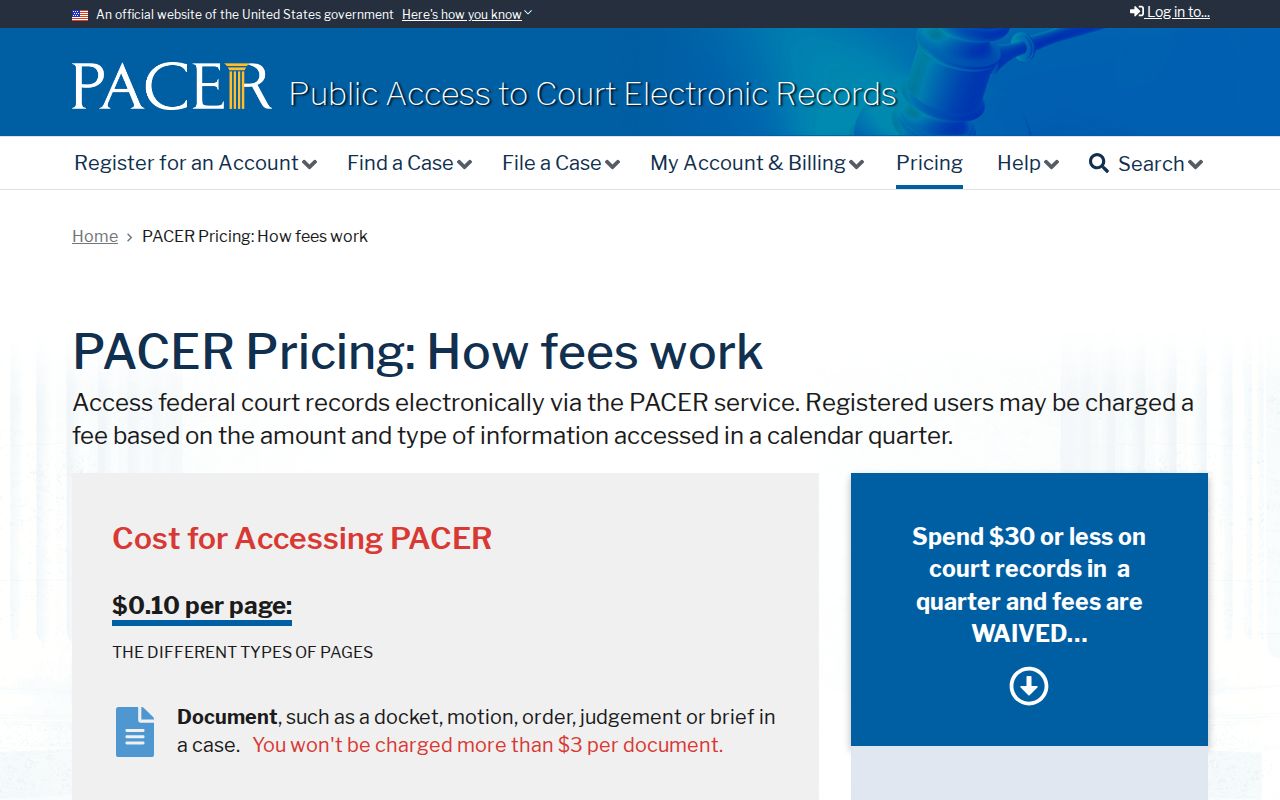 Tulsa County federal warrant docket fee information